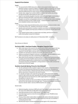 Australian Cattle & Beef - Market Reports Subscription providing expert insights and exclusive market analysis on supply dynamics, price trends, slaughter volumes, and outlook through 2025 with Market Reports Subscriptions. - report example 9