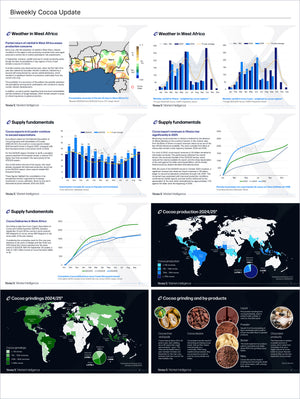 Cocoa Premium - Market Reports Subscription presenting detailed biweekly analysis of cocoa supply fundamentals, weather conditions in West Africa, production forecasts, grinding data, and market trends. Market Reports Subscriptions. Expert insights and exclusive market analysis. - report example 3