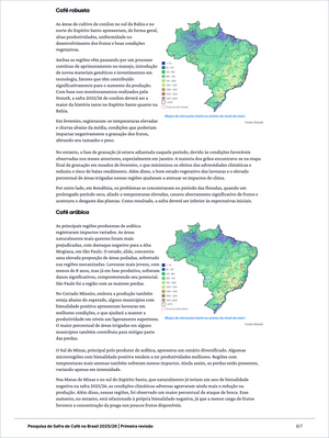 Report page showing elevation maps of coffee cultivation regions in Brazil with detailed analysis of climatic impacts on robusta and arabica production, included in Coffee Pro - Market Reports (Exclusive Offer 20% OFF) featuring Market Reports Subscriptions with expert insights and exclusive market analysis. - report example 16