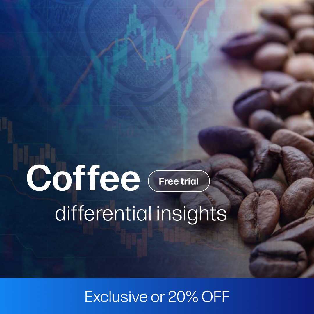 Close-up of roasted coffee beans with overlaid market charts and graphs, highlighting strategic market insights and price trends for Coffee Differential Insights (20% OFF).