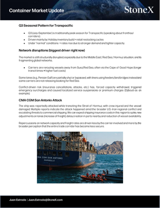 Container ship docked at port with smaller boats nearby, illustrating network disruptions and capacity challenges for Container Market Update - Report Subscription with expert insights and exclusive market analysis.