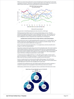 Page from Farmer Fertilizer Focus - Market Reports Subscription presenting detailed analysis and forecasts of global DAP corn ratios and import shares for 2025 with line and pie charts, featuring expert insights and exclusive market analysis for Farmer Fertilizer Focus - Market Reports Subscription. - report example 10