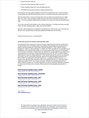 Page from the Farmer Fertilizer Focus - Market Reports Subscription displaying detailed market commentary, supply-demand insights, and commodity price outlooks with expert insights and exclusive market analysis for Farmer Fertilizer Focus - Market Reports Subscription. - report example 5