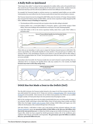 Global Macro Insights by Vincent Deluard report page analyzing Treasury market liquidity, operational deficits, and the impact of DOGE on the federal budget with expert insights for Market Reports Subscriptions. Expert insights and exclusive market analysis. - report example 7