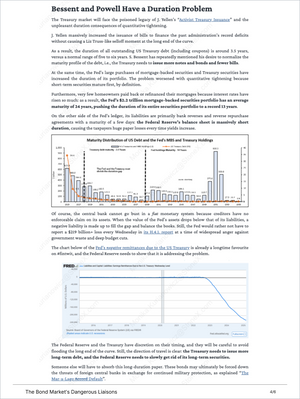 Global Macro Insights by Vincent Deluard report page analyzing duration risk in US debt and Federal Reserve holdings with charts on mortgage-backed securities and Treasury maturity impacts. Market Reports Subscriptions. Expert insights and exclusive market analysis. - report example 9