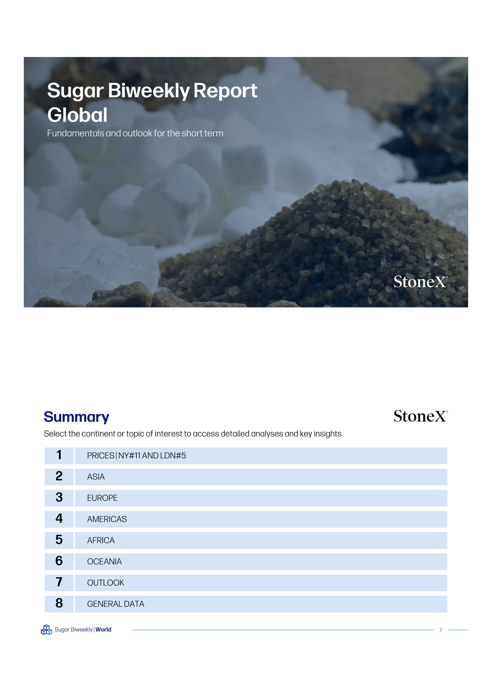 Sugar Market Reports | Premium cover page with sugar crystals background and global market summary index details