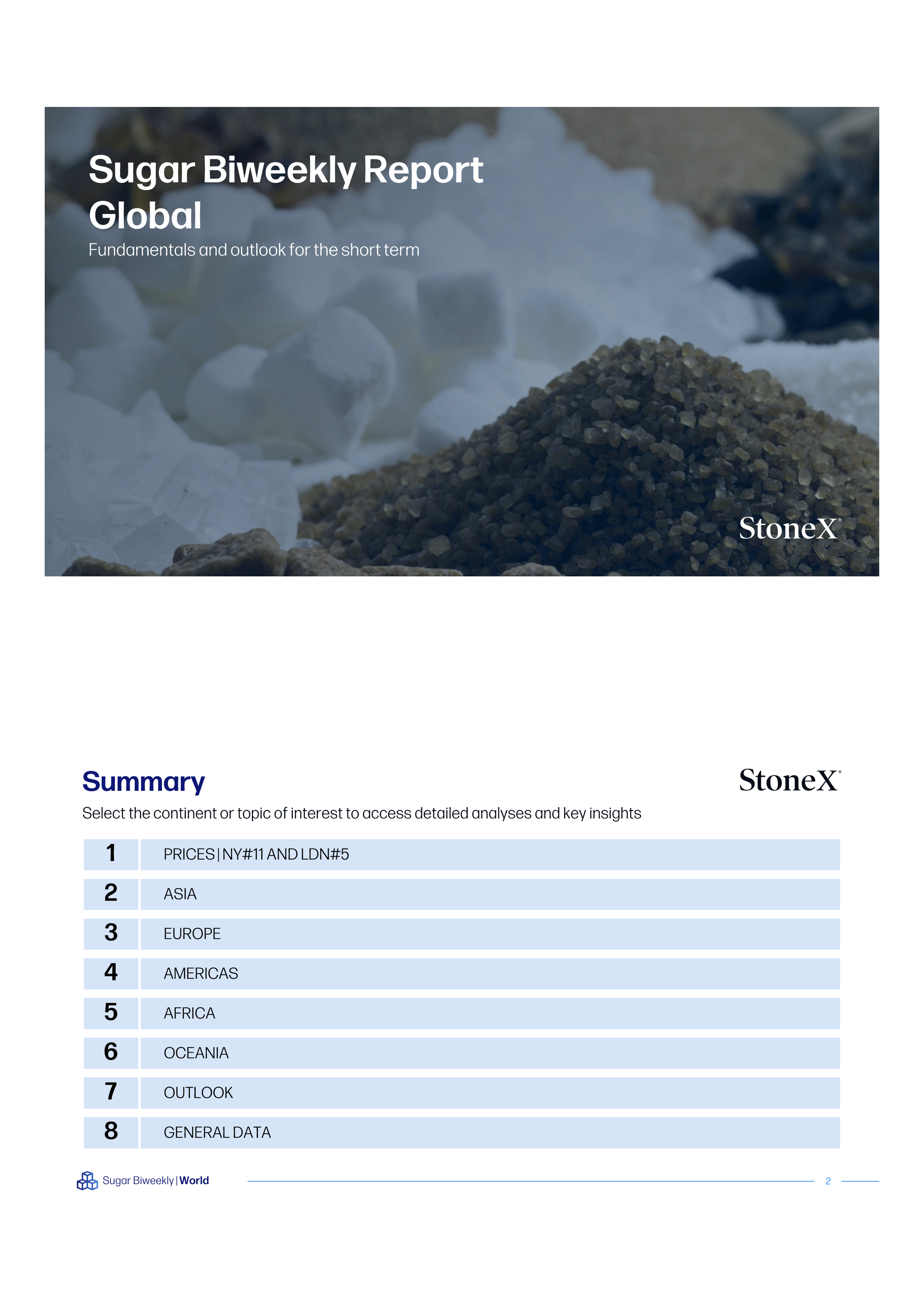 Sugar Market Reports | Premium cover page with sugar crystals background and global market summary index details