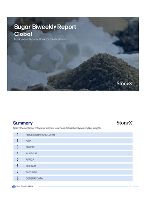 Sugar Market Reports | Premium cover page with sugar crystals background and global market summary index details - report example 1