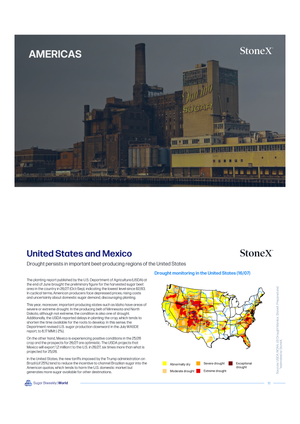 Sugar Market Reports | Premium page featuring analysis of drought impact on U.S. and Mexico sugar beet production with regional drought severity map and market insights. - report example 6
