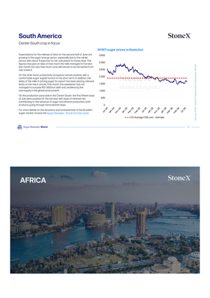 Sugar Market Reports | Premium pages featuring South America sugar price trends in Reais per ton with market analysis and an Africa regional overview image by StoneX. - report example 7