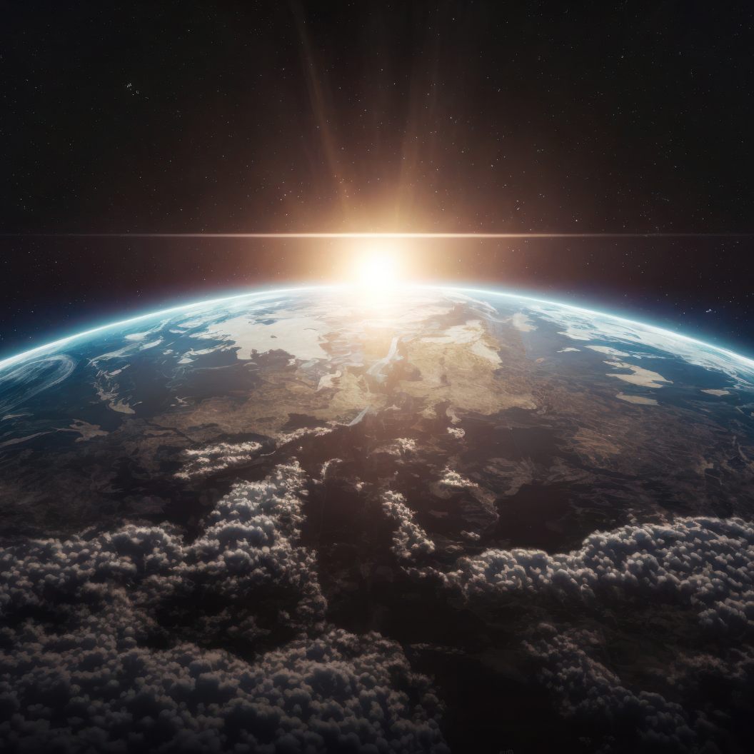 View of Earth’s horizon from space with sunlight emerging above the planet’s surface, symbolizing global perspectives, expert insights, and exclusive market analysis for macroeconomic trends.