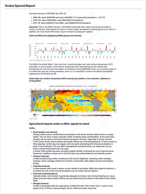Grains Brazil - Market Reports Subscription featuring detailed ENSO phase analysis, sea-surface temperature anomaly maps, and agricultural impact forecasts with expert insights and exclusive market analysis. - report example 7