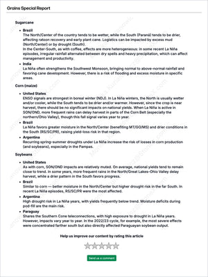 Grains Brazil - Market Reports Subscription featuring in-depth commodity outlooks on sugarcane, corn, and soybeans across the Americas with expert insights and exclusive market analysis. - report example 8
