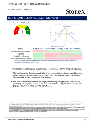 Analytical report preview of short-term WTI crude oil price trends featuring technical indicators and forecast data, included in Energy Premium - Market Reports Subscription with Market Reports Subscriptions offering expert insights and exclusive market analysis. - report example 1