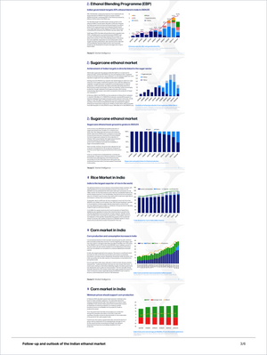 Page from the Sugar - Market Reports Subscription featuring detailed charts and analysis on ethanol blending programs, sugarcane ethanol markets, and Indian rice and corn markets with expert insights and exclusive market analysis for Market Reports Subscription. - report example 29