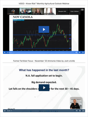 Grains Canada - Market Reports Subscription featuring detailed agricultural market webinar screenshots on Canola and ammonia trends, with expert insights and exclusive market analysis from Market Reports Subscriptions. - report example 9