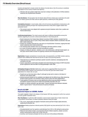 In-depth market analysis on Brazilian economic forecasts, US interest rate impacts, and currency trends, featured in the Brazilian Real - Market Reports Subscription with expert insights. - report example 2